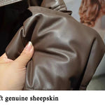 Women Leather Down Jacket Winter 2025 High End Genuine Sheepskin Down Coat Outdoor Thicked Warm Short Puffer Jacket Streetwear RT220