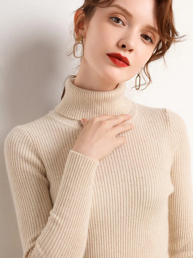 Women Fall Turtleneck Sweater Knitted Soft Pullovers Cashmere Jumpers Basic Soft Sweaters For Women 2025 Autumn Winter RT220