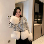 Autumn Winter Women's White Imitation Fox Fur Single Breasted Short Jacket New High-Quality Cotton/Non Cotton Wool Coats RT220