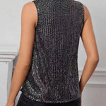 Women Top Shiny Glitter Sequin Sleeveless T-shirt Vest Tank Tops Fashion Sexy Camis New Cocktail Party Clubwear Evening T-shirts RT220