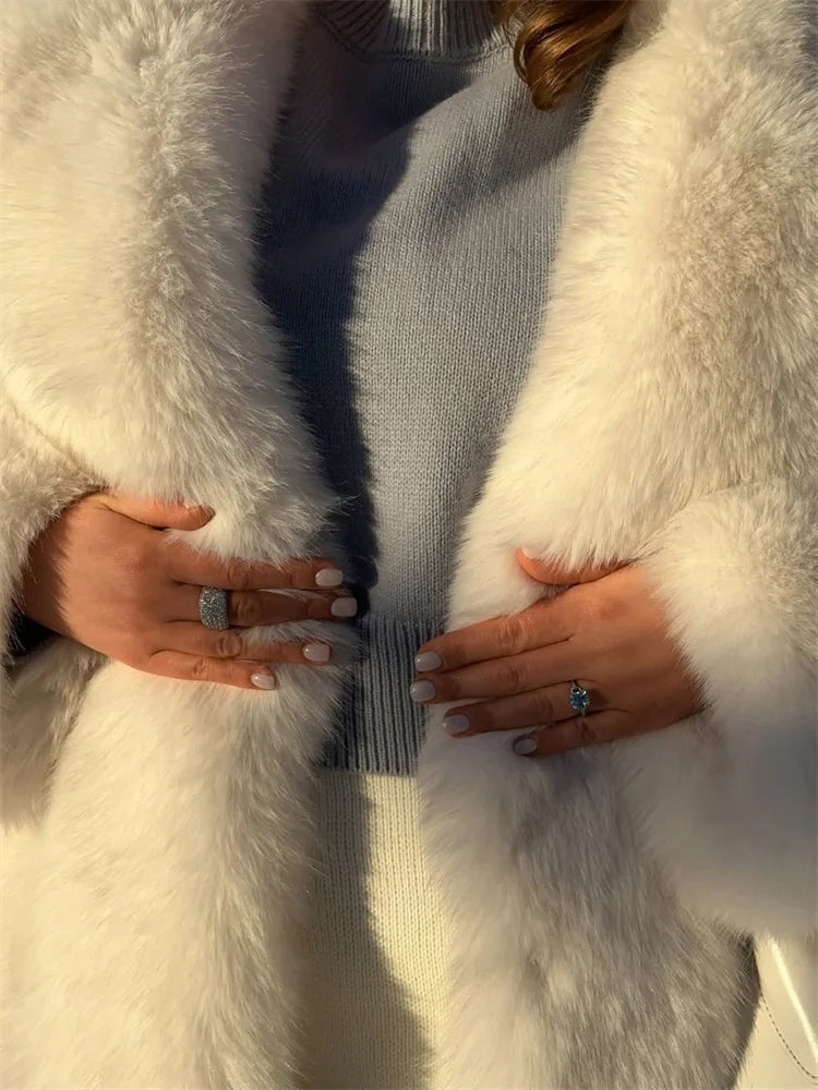 Tossy Winter Fur Feather Overcoat For Women Loose Cardigan Solid Luxury Elegant Jacket Clothes Warm 2025 Fur Feather Outwear RT220