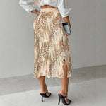 Elegant Mini Dresses Women Fashion Dress Version Sparkling Elastic Waist Side Split Casual High Waist Party Half Skirt 2024 Fall RT220