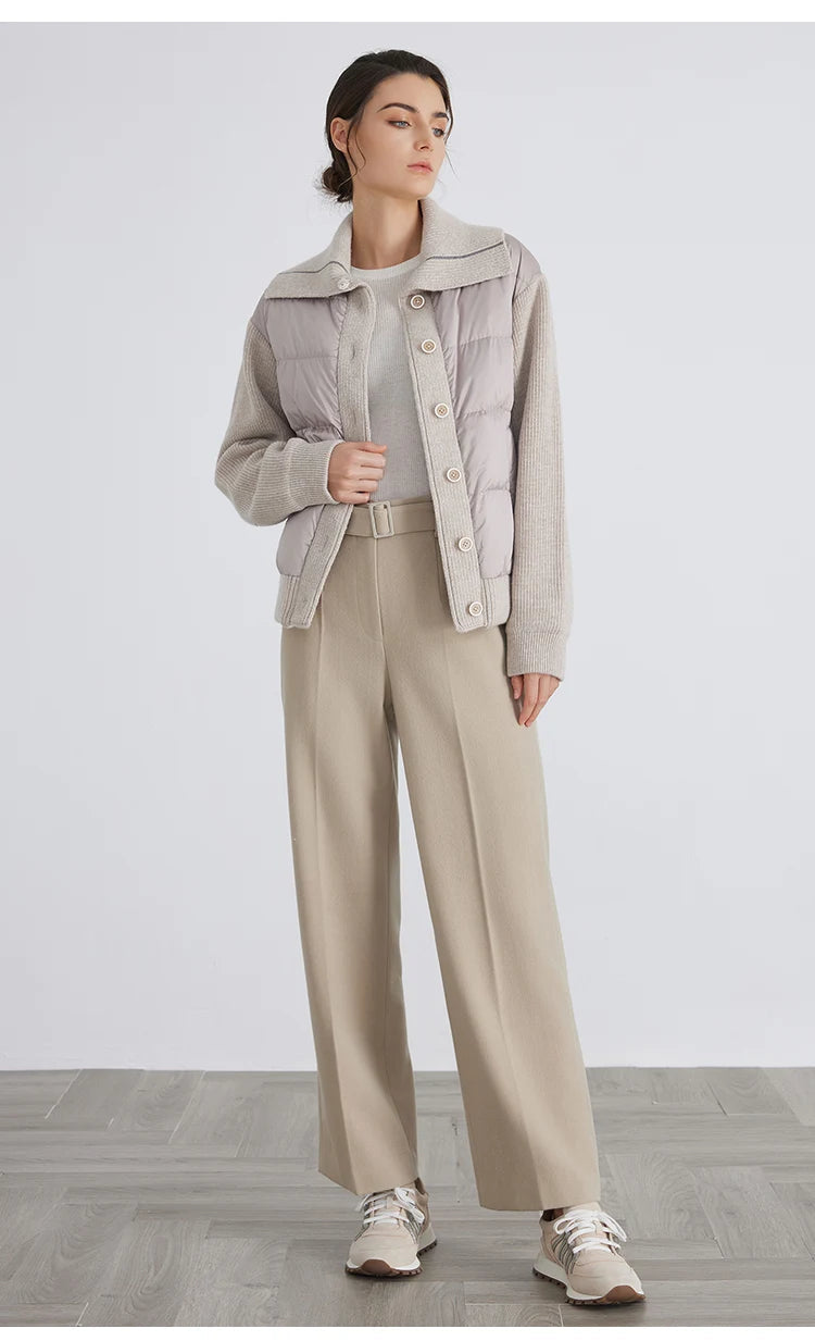 BC930 100% wool and white goose down spliced down jackets for women of high quality from luxury brands coats RT220