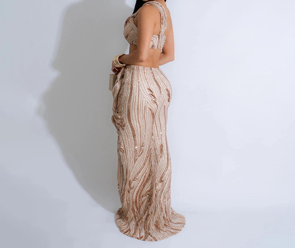 Sexy One-shoulder Long Summer Dress Sequin Birthday Holiday Elegant Party Evening Dresses Luxury Womens Prom Dresses XSY29 RT220