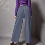 2024 New Pantalones De Mujer Women's Wide Leg Pants Elastic High Waisted Knit Casual Palazzo Pants Trousers With Pockets RT220