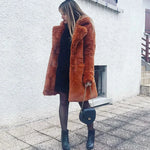Thick Faux Fur Jacket Women Wine Red Autumn Winter Korean Maxi Coat Long Warm Luxury Fur Black Parkas Bontjas Furry Outerwear RT220