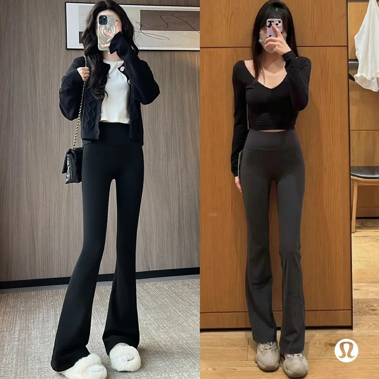 Outer Wear Women's Peach Hip Flare Pants Slim Yoga Pants Solid Color High-waisted Antibacterial Hundred Bottoms RT220