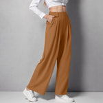 2024 New Pantalones De Mujer Women's Wide Leg Pants Elastic High Waisted Knit Casual Palazzo Pants Trousers With Pockets RT220