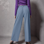 2024 New Pantalones De Mujer Women's Wide Leg Pants Elastic High Waisted Knit Casual Palazzo Pants Trousers With Pockets RT220