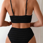 Two-Pieces Women Bikinis Black 2025 Push-Up Padded Bra High Waisted Bikini Set Swimsuit Swimwear Bathing Suit Beachwear Biquini RT220