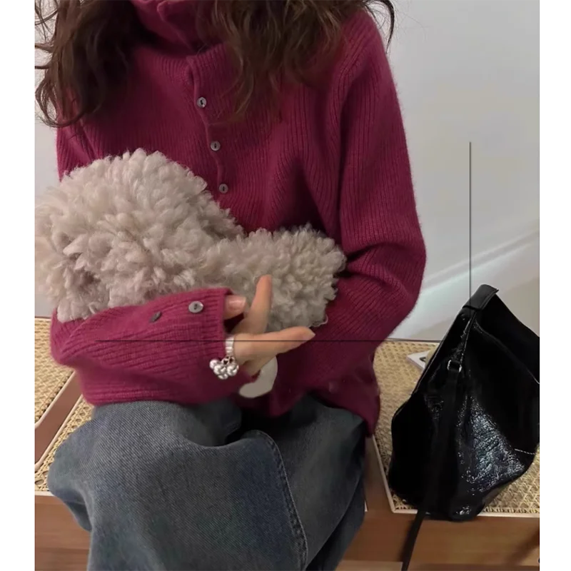 Soft Waxy Cashmere Knit Cardigan European Style Single-Breasted Sweater Long Sleeve Autumn Winter Fashionable Outerwear RT220