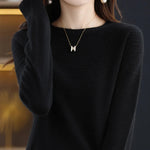 100% Merino Wool Knitted Sweater Autumn/Winter 2024 New Women's Round Neck Hollow Top 11 Color Pullover Versatile Coat NJR1107 RT220