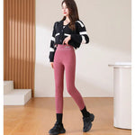 Women Leggings Winter Velvet Thickened Cotton Stretchy Legging High Waist Solid Casual Fleece Warm Tights Pants RT220