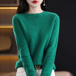 100% Merino Wool Knitted Sweater Autumn/Winter 2024 New Women's Round Neck Hollow Top 11 Color Pullover Versatile Coat NJR1107 RT220