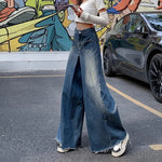 Woman High Waist High Street Wide Leg Jeans Female Loose Designer Pants Girls Fashion Y2k Blue Light Blue Gothic Denim Trousers RT220