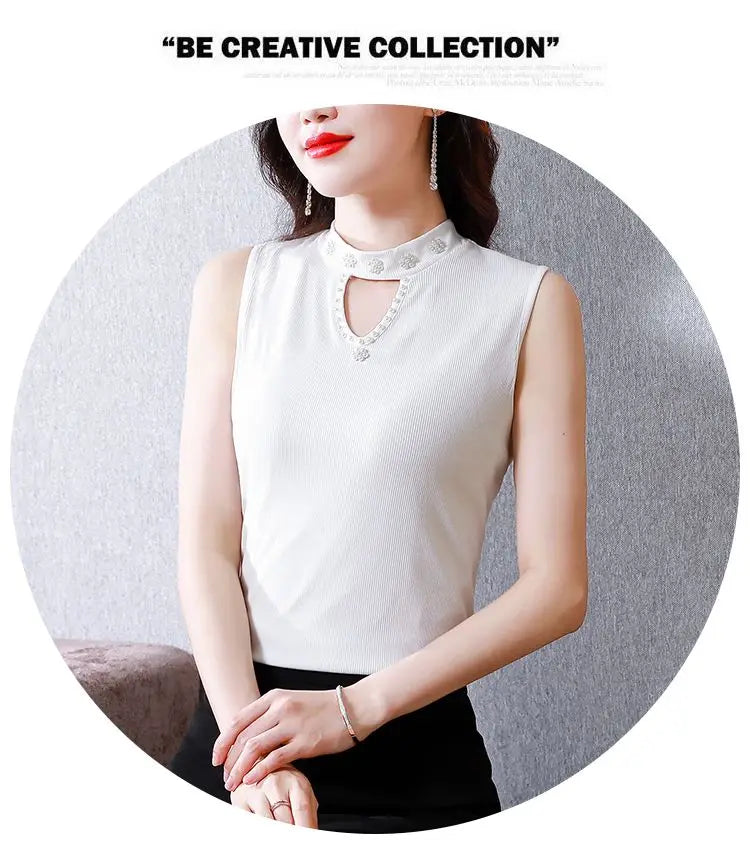 Women Spring New Fashion Sweet Pullovers Base Layers Candy Color Diamonds Hollow Out Knit Vest Slim Versatile Sleeveless Tops RT220