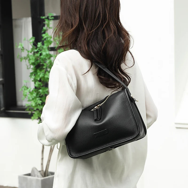 Soft Genuine Leather Messenger Bag Women Design Shoulder Crossbody Bag Purse Fashion Female High Quality Cow Leather Handbag New RT220