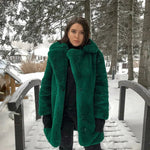 Thick Faux Fur Jacket Women Wine Red Autumn Winter Korean Maxi Coat Long Warm Luxury Fur Black Parkas Bontjas Furry Outerwear RT220