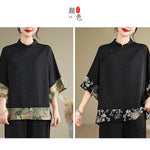 Oversized Summer Pullover T-Shirt Tops Women Print Patchwork Fashion Casual Loose Pleated Ladies Blouses Short Sleeve Woman Tops RT220