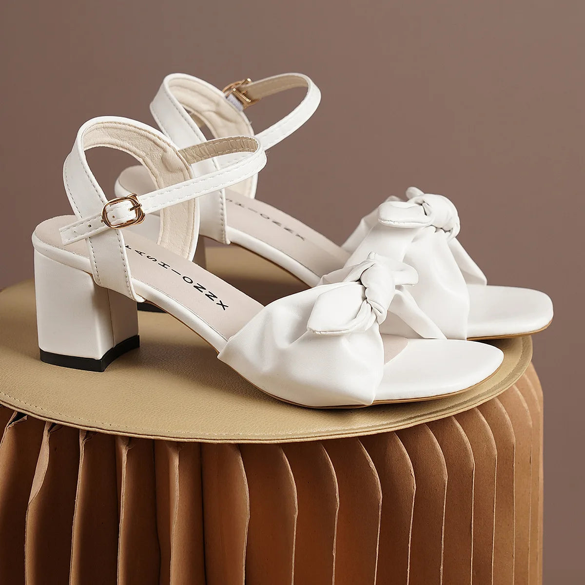 Buckle Strap 2025 Sandals Comfort Shoes for Women Square Toe Block Heels Large Size Suit Female Beige New Fashion Chunky Girls RT220