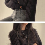 Loose Vintage Harajuku Lantern Long Sleeve Women Sweater Korean Autumn Winter Knitwear Soft Warm Tops Chic Solid Femme Sweater RT220