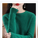 100% Merino Wool Knitted Sweater Autumn/Winter 2024 New Women's Round Neck Hollow Top 11 Color Pullover Versatile Coat NJR1107 RT220