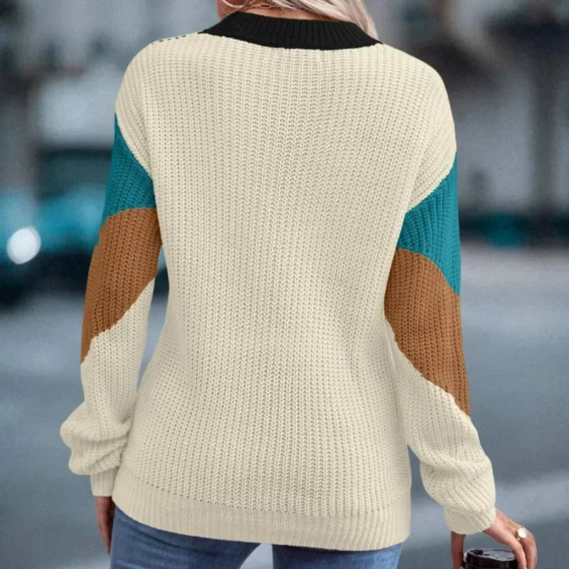 Knit Sweaters Women Jumpers Striped Print Round Neck Streetwear Pullover Top Casual Long Sleeve Warm Sweater Autumn Winter RT220