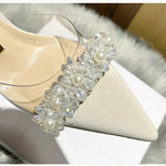 Summer Women Baotou Sandals 2024 New French Transparent Pointed Toe Crystal Stiletto Heel Sandals Pumps Zapatillas Mujer RT220