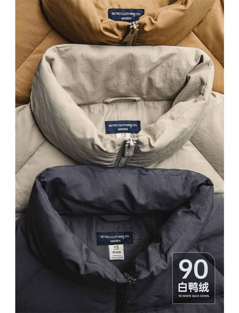 Maden Women Down Jacket Autumn Winter 90% White Duck Down Thickened and Warm Stand Collar Outerwear Coat Windproof Jacket RT220