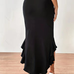 Women's high-waisted ruffled skirt elegant fashion fishtail hem skirt wrap hip long skirt RT220