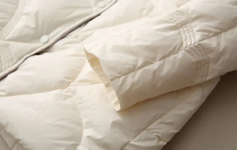 2024 Winter New Fashion Stand Collar X-Long Women Down Jackets Female Casual Loose Ultra Lightweigh White Duck Down Warm Coat RT220