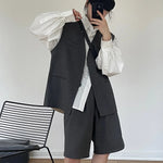 [LANMREM] Pleated Wool Shorts For Women High Waist Straight Office Lady Loose Clothing Korean Style 2025 Summer New 26D8692 RT220