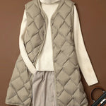 Women Sleeveless X-long Ultra Light Down Jackets 2024 New Arrivals Autumn Winter Korean Fashion V-neck Liner Vest Down Coats 3XL RT220