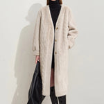 Women Fur Cardigan Thickened Long2025Spring And Autumn V-neck Jacket Female Loose Simple Leisure With Buttons Faux Fur Mink Coat RT220
