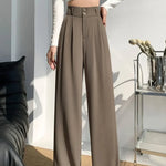 Elegant Wide Leg Pants Women Korean Style High Waist Black Baggy Pants Office Ladies Fashion Loose Suit Trousers Streetwear 2024 RT220