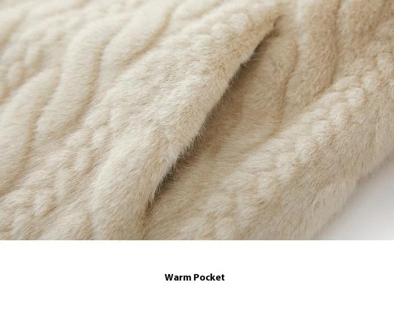 Women Fur Cardigan Thickened Long 2024Autumn Winter V-neck Jacket Female Loose Simple Leisure With Buttons Casual Faux Fur Coat RT220