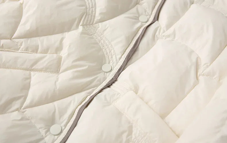 2024 Winter New Fashion Stand Collar X-Long Women Down Jackets Female Casual Loose Ultra Lightweigh White Duck Down Warm Coat RT220