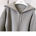 Fashion Women Sweaters 2025 LOOSE Zipper Design Pullovers Casual Solid Turtleneck Thickening Pink Knitted Winter Women's Sweater RT220