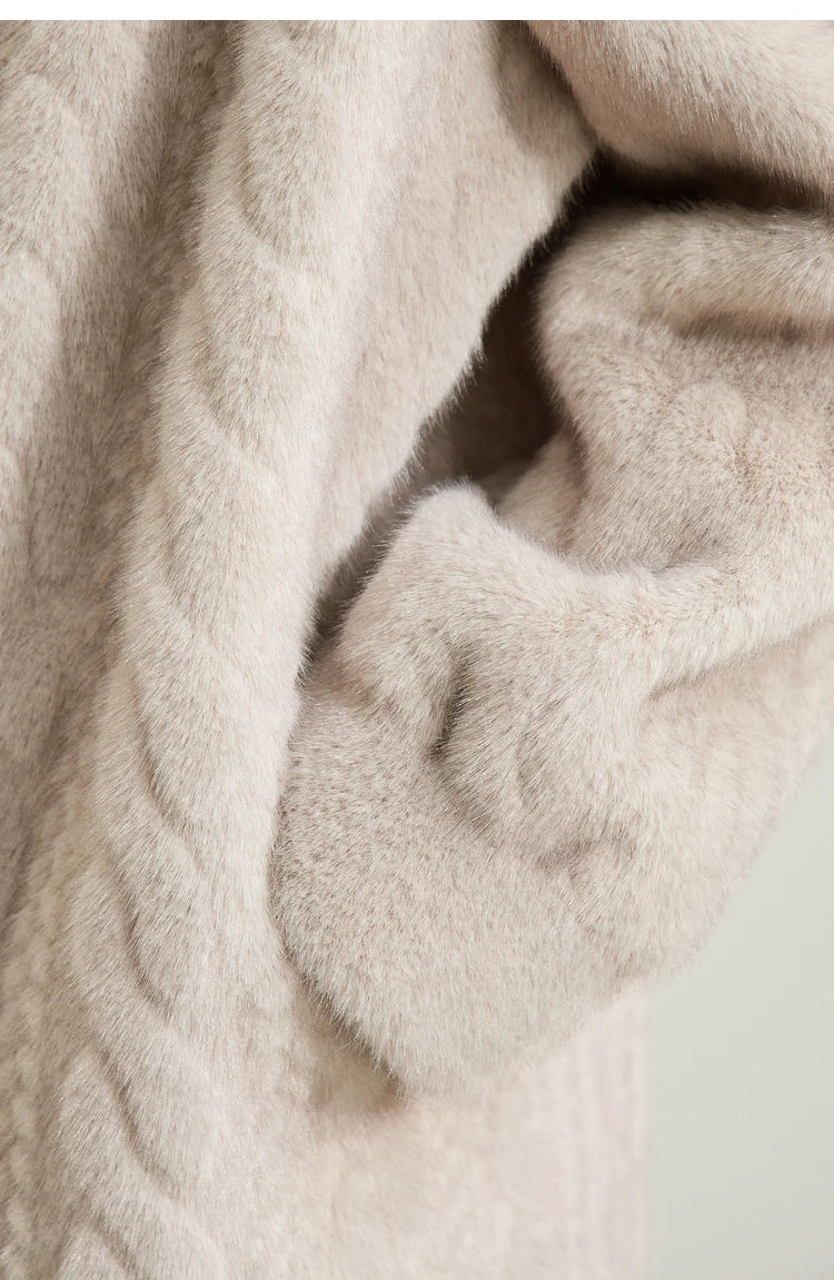 Women Fur Cardigan Thickened Long2025Spring And Autumn V-neck Jacket Female Loose Simple Leisure With Buttons Faux Fur Mink Coat RT220