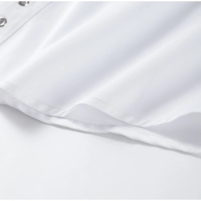 Fashion White Lapel Oversize Long Sleeve Shirts 2025 Spring New Weave Drawstring Blouse Lady Holiday Beach Street Chic Loose Top RT220