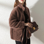 Women Autumn Winter Faux Fur Coats Zipper Cardigan Plush Thick Warm Coat Loose Oversized Outerwear Female Coral Fleece Overcoat RT220