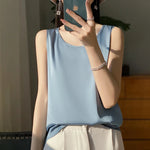 Women Tops Solid Spring Summer Casual Crop Tops Sexy O-neck Tank Tops Office Lady Pink White Top 2024 Fashion Korean Tank Top RT220