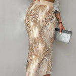 Elegant Mini Dresses Women Fashion Dress Version Sparkling Elastic Waist Side Split Casual High Waist Party Half Skirt 2024 Fall RT220