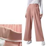 2024 New Pantalones De Mujer Women's Wide Leg Pants Elastic High Waisted Knit Casual Palazzo Pants Trousers With Pockets RT220