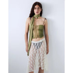 Xingqing 2024 Lace Skirt Women White See Through Floral Lace Low Waist Midi Skirts y2k Aesthetic Fairycore Beach Skirt Clubwear RT220