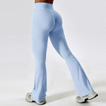 Sexy Flared Leggings Women's Running Pants Scrunch Butt Trousers Cross Waist Sports Tights Woman Skin-Friendly Workout Leggin RT220