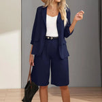 Formal Shorts Suit Knee Length Pants Lady Business Outfit Cardigan Plus Size Lady Coat Shorts Set Daily Wear RT220