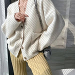 Autumn Winter Casual Thick Knitted Pant Women Long Trousers Elastic High Waist Kniting Wide Leg Pants Striped Pantalon RT220