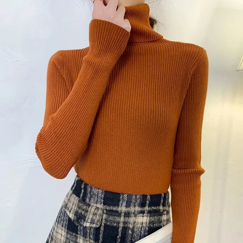 Women Fall Turtleneck Sweater Knitted Soft Pullovers Cashmere Jumpers Basic Soft Sweaters For Women 2025 Autumn Winter RT220