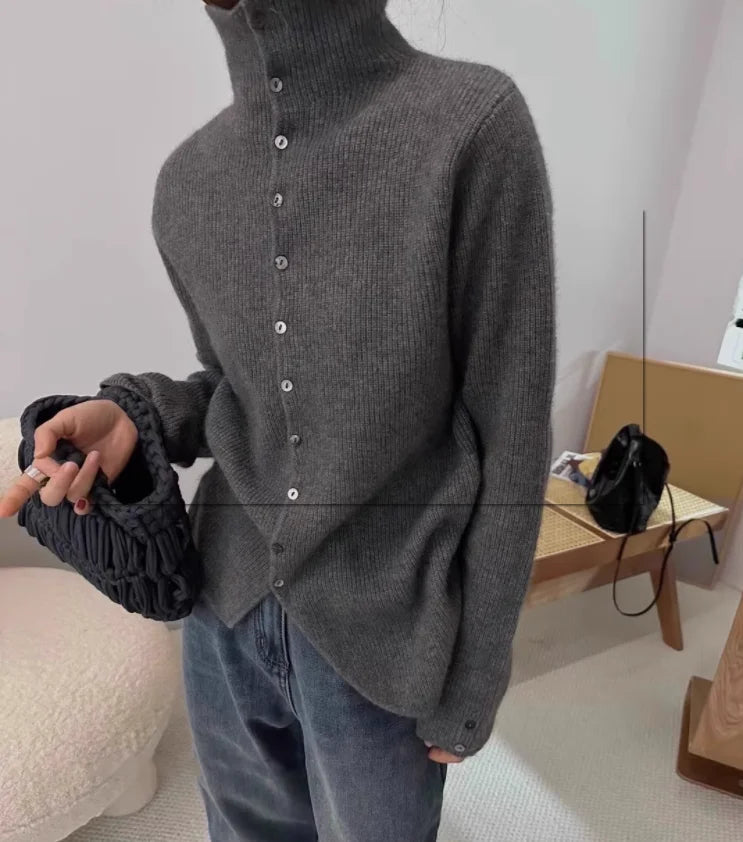 Soft Waxy Cashmere Knit Cardigan European Style Single-Breasted Sweater Long Sleeve Autumn Winter Fashionable Outerwear RT220